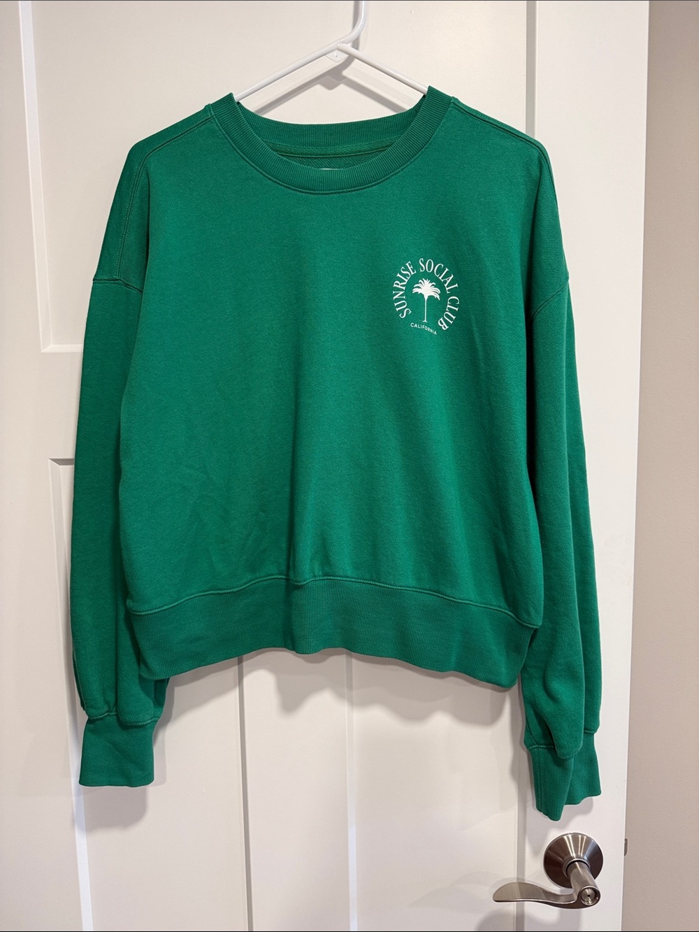 Old Navy Sunrise Social Club Graphic Sweatshirt Green Palm Tree Medium